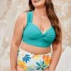 CUPSHE Arizona Road Trip Twist Front And Side Shirred High Waist Plus Size Bikini Set
