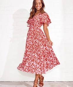 CUPSHE Dresses Gracie V-neck Lace Up Tea Length Wrap Dress