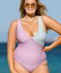 CUPSHE Spring Macaron Scalloped Tummy Control Plus Size One Piece