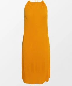 CUPSHE Dresses Haleigh Orange Backless Split Tea Length Dress