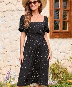 CUPSHE Rachelle Square Neck Fitted Waisted A-Shape Dress