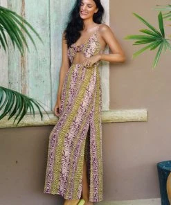 CUPSHE Makenzie Snakeskin Cutout Slip Dress Dresses