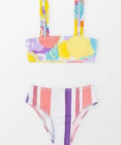 CUPSHE New In Bikinis ✨ Lanirescert Ruffled Strap Scenic Stripe Bikini Set