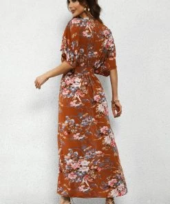 CUPSHE Luciana Flared Sleeve Plunge Ruching A-shape Dress