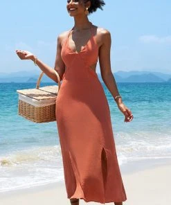 CUPSHE Blair Halter Cutout Dress Dresses