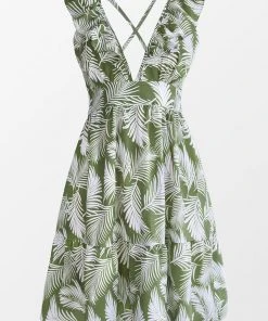 CUPSHE Meghan Leafy Ruffle Trim Dress