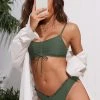 CUPSHE Bikinis Ruched Drawstring Bralette & Merrow Edge Hipster Bikini Set
