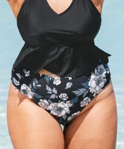 CUPSHE Swimwear BOGO 40% OFF Side Shirred Hipster Tummy Control Plus Size Bikini Bottom