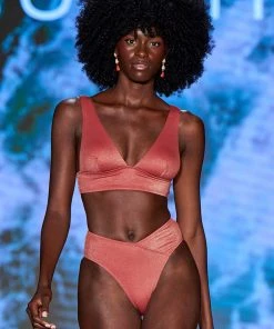 CUPSHE Dusty Cedar Tall Tri & V Front High Waist Bikini Set Bikinis