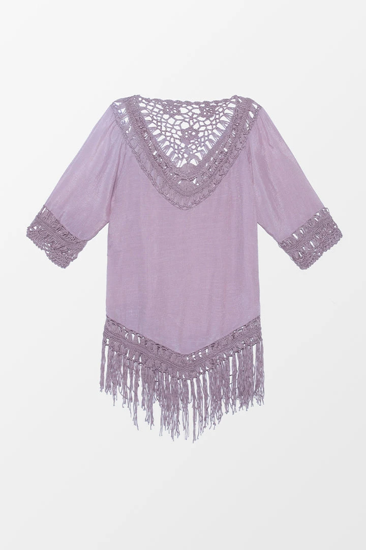 CUPSHE Sadie Crochet Fringe Half Sleeve Cover Up Cover Ups