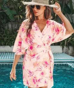 CUPSHE Chana Dolman Sleeve Floral Cover-up Dress Beach Dresses