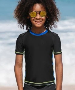 CUPSHE Block Party Boys’ Coloblock Black Swim Tee Swimwear UP TO 70% OFF