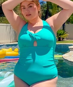 CUPSHE Plus Size Arizona Road Trip Bunny Tie Front Plus One Piece