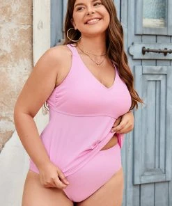 CUPSHE Plus Size Arizona Roda Trip Halterkini And Mid Rise Hipster Tankini