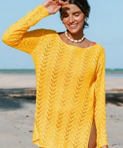 CUPSHE Cover Ups Yellowstone Crochet Split Side Cover Up