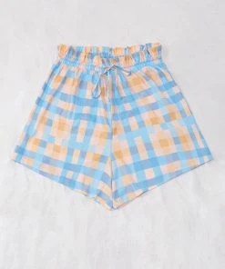 CUPSHE Blue Dresses Janae Plaid Elastic Waist Shorts