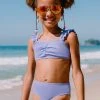 CUPSHE Girls’ Santorini Solid Ruffled Strap Bralette And Hipster Set Swimwear BOGO 40% OFF