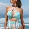 CUPSHE Pleasant Stripe Tunneled Cutout One Piece Swimsuit