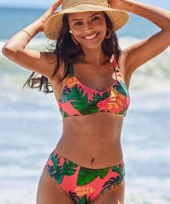 CUPSHE Navy Tropical Ruched Bikini