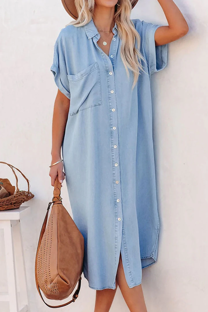 CUPSHE Dresses Ashtyn Shirt Collar Bell Sleeve Button Dress