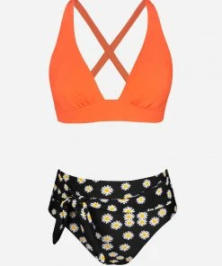 CUPSHE Bikinis Back Tie Belted And High Waist Bikini Set