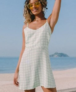 CUPSHE Haven Scoop Gingham Slip Dress Dresses