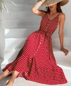 CUPSHE Elliott V-neck Mid Length Dots Dress Dresses