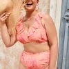 CUPSHE Luminescent Ruffled Surplice Bralette And High Waist Plus Size Bikini Set