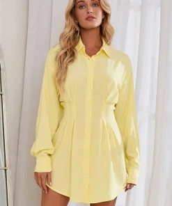 CUPSHE Ivory Coast Shirt Collar Open Front Dress Dresses