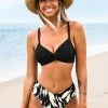 CUPSHE Bikinis Whimsical Strokes Twisted Front Bralette & Cheeky Bikini Set