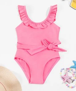 CUPSHE Summer Dreaming High Neck Classic-Standard Leg Girls Pink One Piece Swimsuit