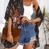 CUPSHE Agatha Normal Sleeve Print Pattern Chiffon Kimono Cover Up Cover Ups