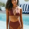 CUPSHE Swimwear UP TO 70% OFF Denver Brown O-ring Back Tie Halter Bikini
