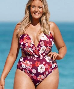 CUPSHE Olivia Floral Cutout Plus Size One Piece Swimsuit