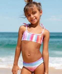 CUPSHE Vapor Wave Faux Tie Bralette And Mid Rise Hipster Bikini Set