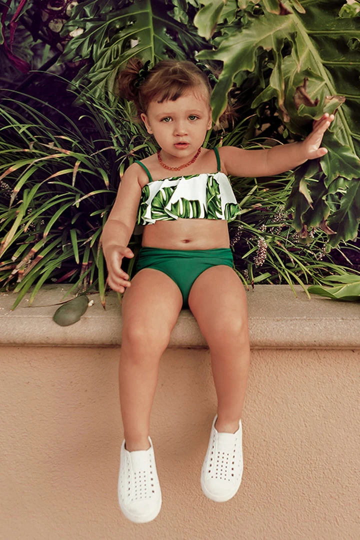 CUPSHE Emilee Leafy Ruffle Bandeau Bikini For Toddler Girls And Girls Swimwear UP TO 70% OFF