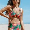 CUPSHE Stephanie Halter O-Ring Tropical Bikini Swimwear UP TO 70% OFF