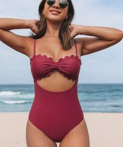 CUPSHE Charmed Romance Scalloped Cutout One Piece Swimsuit One Pieces