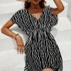 CUPSHE Dulce V-neck Stripes Short Cover-up Dress Cover Ups