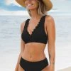 CUPSHE Enjoy The Sun Scalloped Bralette & Mid Rise Hipster Bikini Set