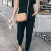 CUPSHE Davina Black One Shoulder Loose Jumpsuit