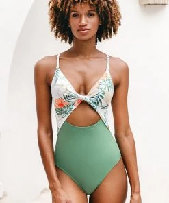 CUPSHE Willow Tropical Twist Colorblock One Piece Swimsuit One Pieces