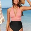CUPSHE Christine Ruched Halter One Piece Swimsuit