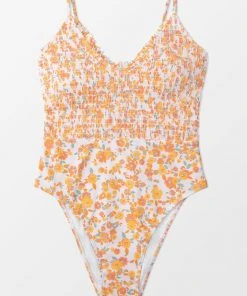 CUPSHE One Pieces Toni Ditsy Smocked V-neck Backless One Piece Swimsuit