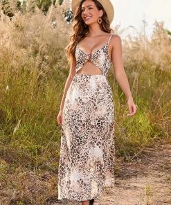 CUPSHE Khaleesi Leopard Cutout Slip Dress