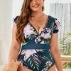 CUPSHE Swimwear BOGO 40% OFF Encounter Under The Waves Ladder Trim Plus Size One Piece