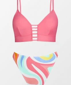 CUPSHE Swimwear UP TO 70% OFF Moving & Grooving Strappy Bralette And High Waist Bikini Set