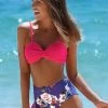 CUPSHE Swimwear UP TO 70% OFF Neon Pink Bikini With Floral Bottom