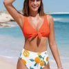 CUPSHE Jayde Tie Front Orange Print Bikini Swimwear BOGO 40% OFF