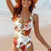 CUPSHE One Pieces Romantic White Floral One-Piece Swimsuit